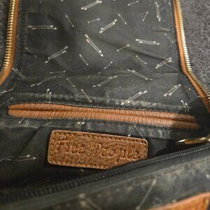 Free People Tan Faux Leather Crossbody Bag with Tassels